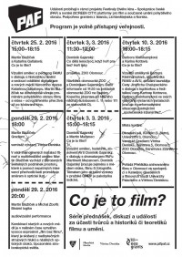 What is Film? PAF seminar at Palacký University Olomouc